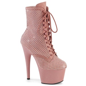 ADORE-1020RM 18 cm pleaser hgklackade boots strass rosa