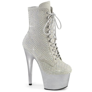 ADORE-1020RM 18 cm pleaser hgklackade boots strass silver