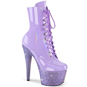 BEJ-1020-7 - 18 cm pleaser hgklackade boots strass lavendel