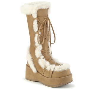 Faux Fur Trim 7 cm CUBBY-311 lolita alternative womens boots platform in brown