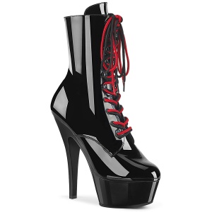 KISS-1020 - 15 cm platform hga klackar boots lack svarta