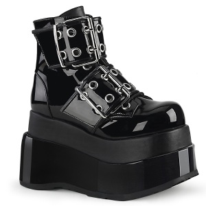 Lacklder 11,5 cm BEAR-104 emo wedge boots - kvinnor platboots med spnne