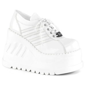 STOMP-08 vita kilklack snrskor fr kvinnor med 12 cm wedge plat