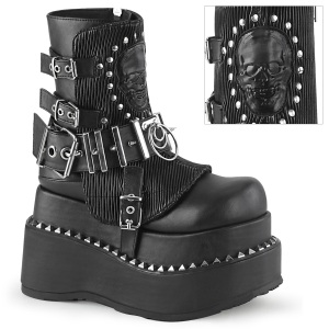 Vegan 11,5 cm BEAR-150 emo wedge boots - kvinnor platboots med spnne