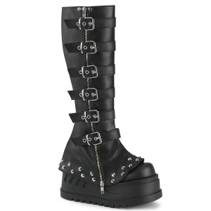 Vegan 12 cm STOMP-223 cyberpunk wedge platstvlar kilklack med spnnen