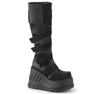 Vegan 12 cm STOMP-228 cyberpunk wedge platstvlar kilklack med spnnen