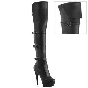 Vegan boots 15 cm DELIGHT-3018 svarta lrhga boots med klack og spnnen