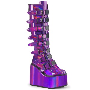 Wedge 14 cm S815 knhga platstvlar kvinnor med spnnen lila hologram