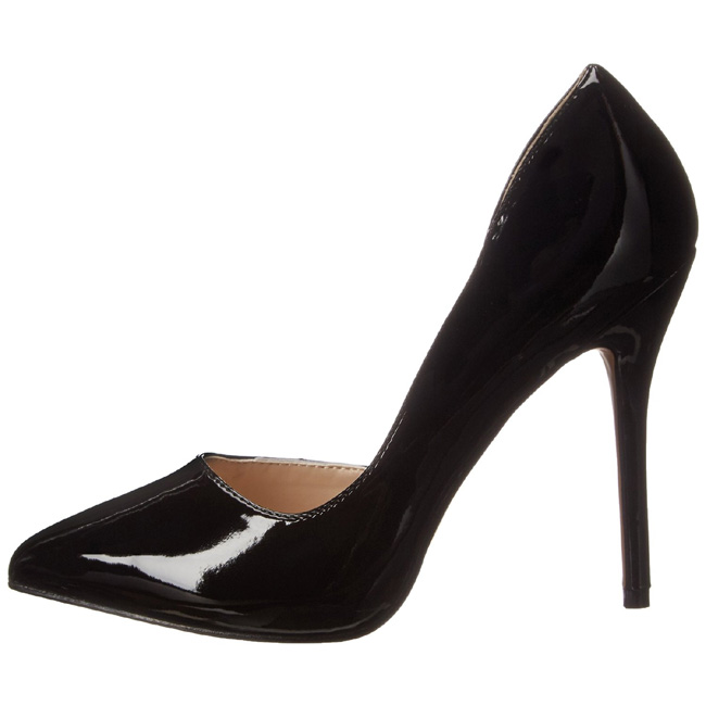 black shiny high heels