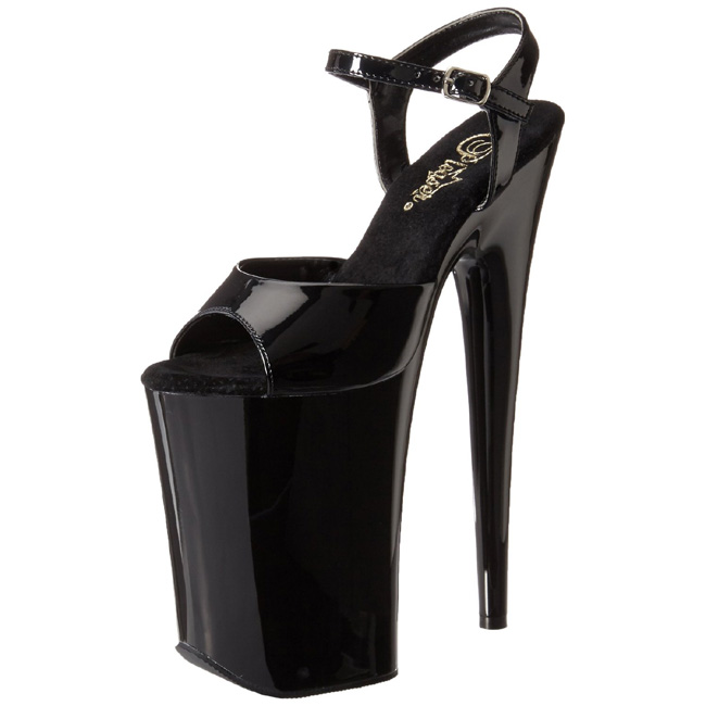 Black Shiny 23 cm INFINITY-909 High Heels Platform