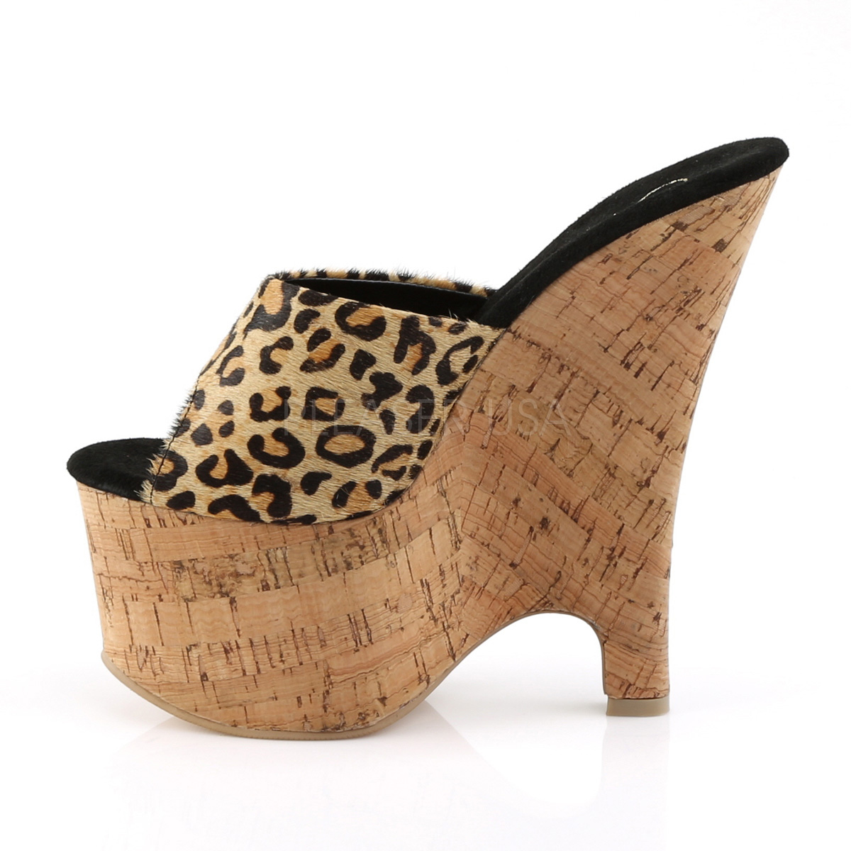 Leopard 165 Cm Pleaser Beau 601 Cork Platform Wedge Mules 2212