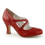 Rd 7,5 cm retro vintage FLAPPER-35 Pinup pumps skor med lg klack