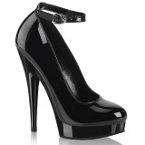 Svarta lackpumps 15 cm SULTRY-686 Ankelrem pumps - lackpumps med ankelband