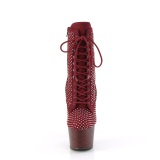 ADORE-1020RM 18 cm pleaser high heels ankle boots strass burgundy