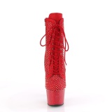 ADORE-1020RM 18 cm pleaser high heels ankle boots strass red