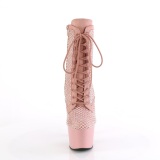 ADORE-1020RM 18 cm pleaser hgklackade boots strass rosa