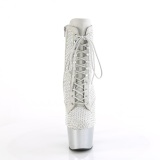 ADORE-1020RM 18 cm pleaser hgklackade boots strass silver