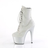 ADORE-1020RM 18 cm pleaser hgklackade boots strass silver