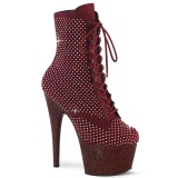 ADORE-1020RM 18 cm pleaser hgklackade boots strass vinrd