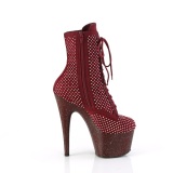 ADORE-1020RM 18 cm pleaser hgklackade boots strass vinrd