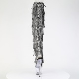 Black 18 cm pole dance exotic overknee boots rhinestone fringes