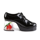 Black PIMP-02 mens pimp shoes lace-up with goldfish aquarium heel