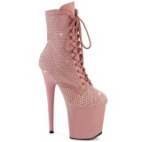 FLAMINGO-1020RM 20 cm pleaser hgklackade boots strass rosa