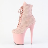 FLAMINGO-1020RM 20 cm pleaser hgklackade boots strass rosa