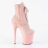 FLAMINGO-1020RM 20 cm pleaser hgklackade boots strass rosa