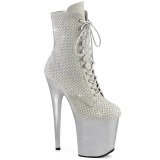 FLAMINGO-1020RM 20 cm pleaser hgklackade boots strass silver