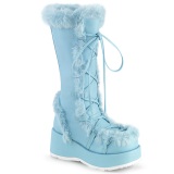 Faux Fur Trim 7 cm CUBBY-311 lolita alternative womens boots platform in blue