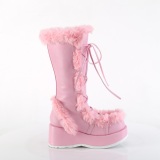 Faux Fur Trim 7 cm CUBBY-311 lolita alternative womens boots platform in rose