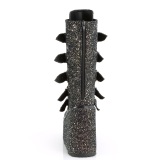 Glitter 14 cm SWING-G emo calf-high women boots platform with buckles black