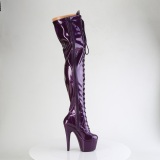 Glitter 18 cm ADORE-3020GP Violet thigh high boots with laces high heels