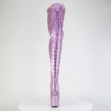 Glitter 18 cm ADORE-3020GP purple thigh high boots with laces high heels