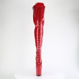 Glitter 20 cm FLAMINGO-3020GP Red thigh high boots with laces high heels