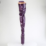 Glitter 20 cm FLAMINGO-3020GP Violet thigh high boots with laces high heels