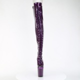 Glitter 20 cm PEEP TOE Violett lrhga stvlar hga klackar med snrning