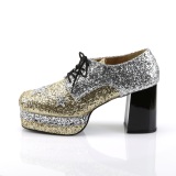 Glitter GLAMROCK-02 pimp skor 70-tal herr hallick skor disco plat snrskor guld