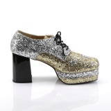 Glitter GLAMROCK-02 pimp skor 70-tal herr hallick skor disco plat snrskor guld