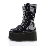 Hologram 9 cm DAMNED-225 emo calf-high women boots platform with buckles black