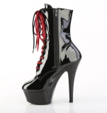 KISS-1020 - 15 cm platform hga klackar boots lack svarta