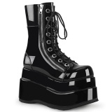 Lacklder 11,5 cm BEAR-265 emo dubbel plat boots - kvinnor platboots med snren