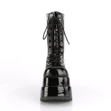 Lacklder 11,5 cm BEAR-265 emo dubbel plat boots - kvinnor platboots med snren