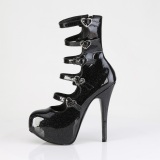 Lacklder 14,5 cm burlesque bootie skor - kvinnor platskor med spnne