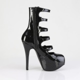 Lacklder 14,5 cm burlesque bootie skor - kvinnor platskor med spnne