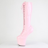 Lacklder 20 cm CRAZE-2023 Heelless platstvlar pony klackar rosa