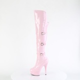 Lacklder boots 15 cm DELIGHT-3018 lrhga boots med klack og spnnen rosa