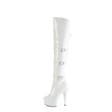 Lacklder boots 15 cm DELIGHT-3018 lrhga boots med klack og spnnen vita