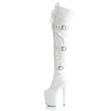 Lacklder boots 20 cm FLAMINGO-3028 lrhga boots med klack og spnnen vita